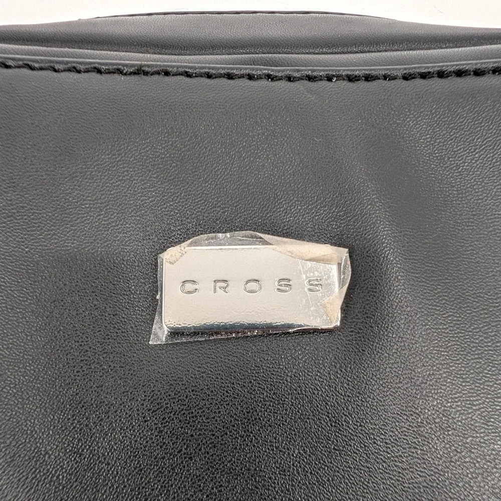 Cross Black Leather Crossbody Bag Messenger Adjustable Strap Silver Logo NWOT
